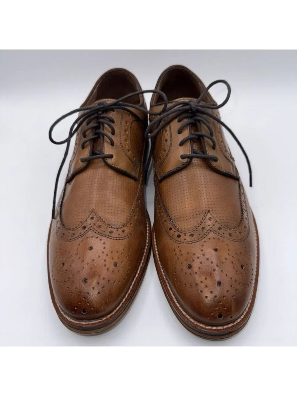 Johnston & Murphy Conard Oxford Shoes Men's 10M Wingtip Tan Leather 20-3310